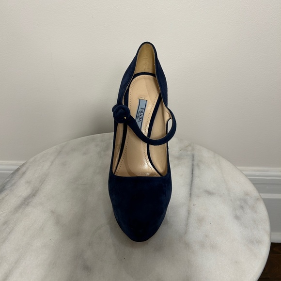 PRADA Blue Suede Mary Jane Heels - Picture 6 of 7